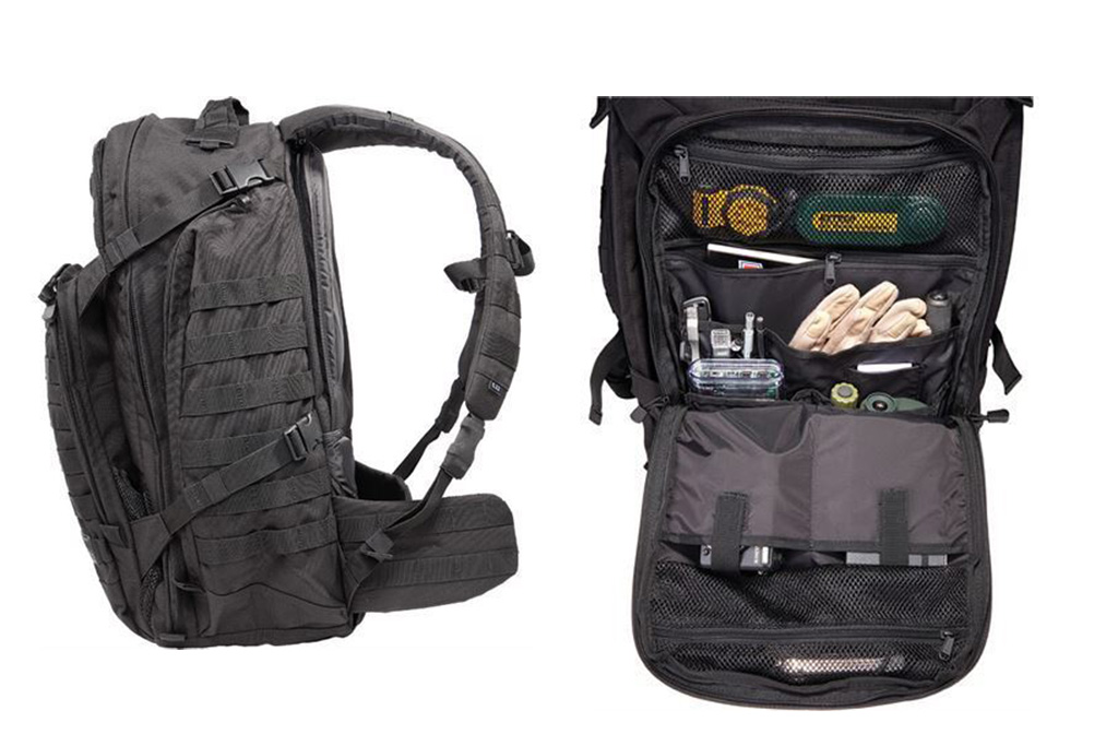 5.11 Tactical Rush 72 Backpack - Side View and Open